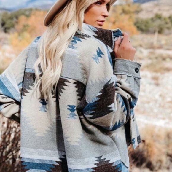 Distressed Aztec Shacket  - Picture 5 of 8